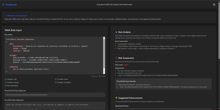 YaraSensei, la webapp che potenzia le regole YARA con il RAG e l’AI di Google