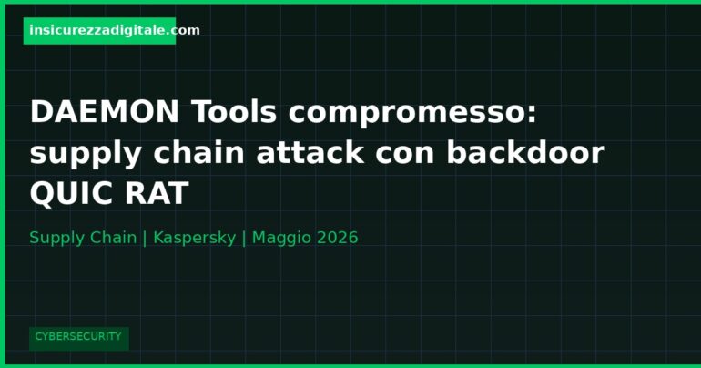 DAEMON Tools compromesso: supply chain attack dal sito ufficiale con backdoor QUIC RAT e 100+ paesi colpiti