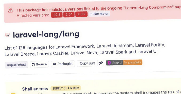Laravel-Lang compromessa: oltre 700 versioni PHP infettate da uno stealer cross-platform