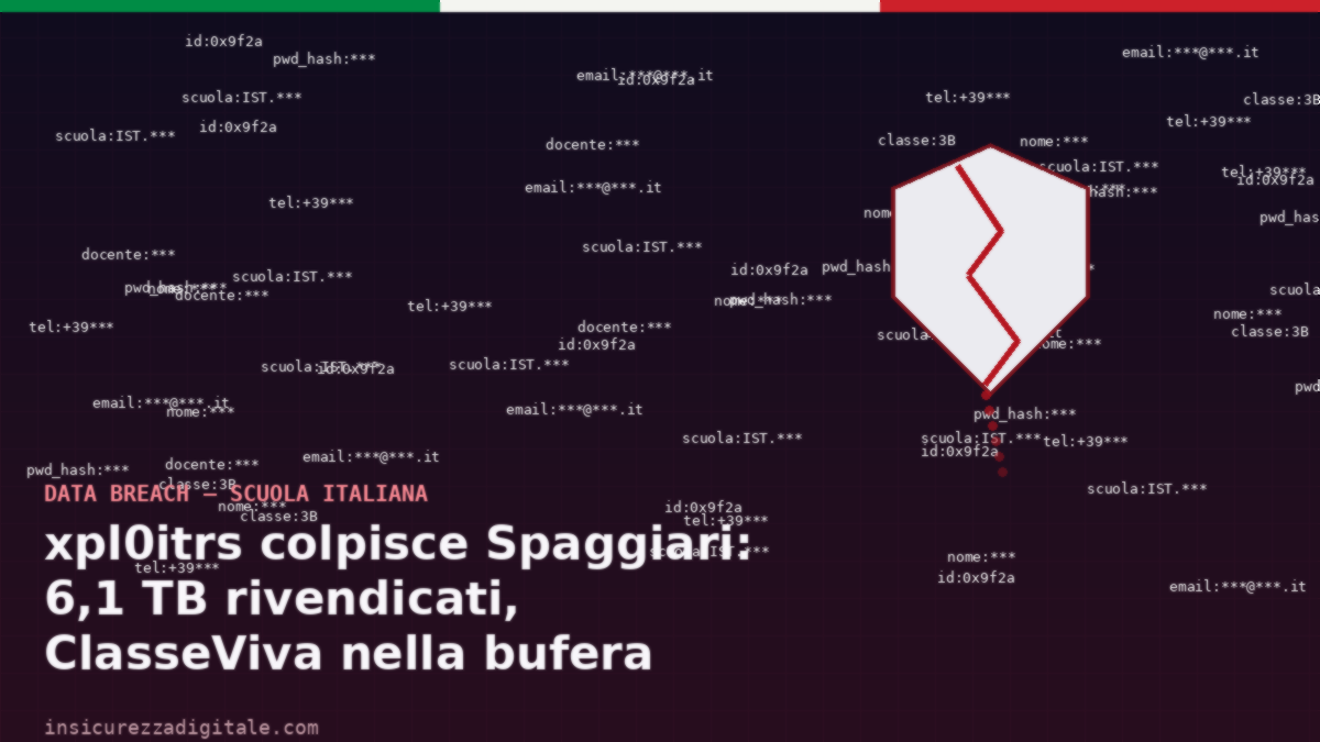 xpl0itrs colpisce il Gruppo Spaggiari: 6,1 TB rivendicati da 3.000 scuole italiane, l’azienda ridimensiona